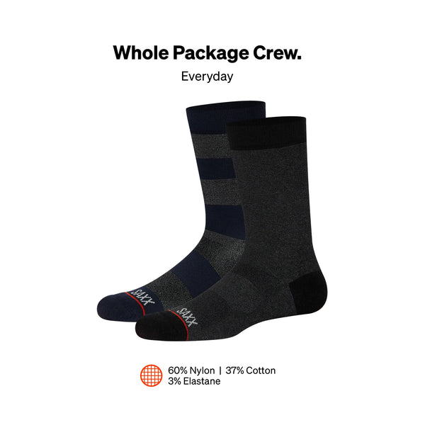 Whole Package 2-Pack Crew Sock - Black Heather/Ombre Rugby