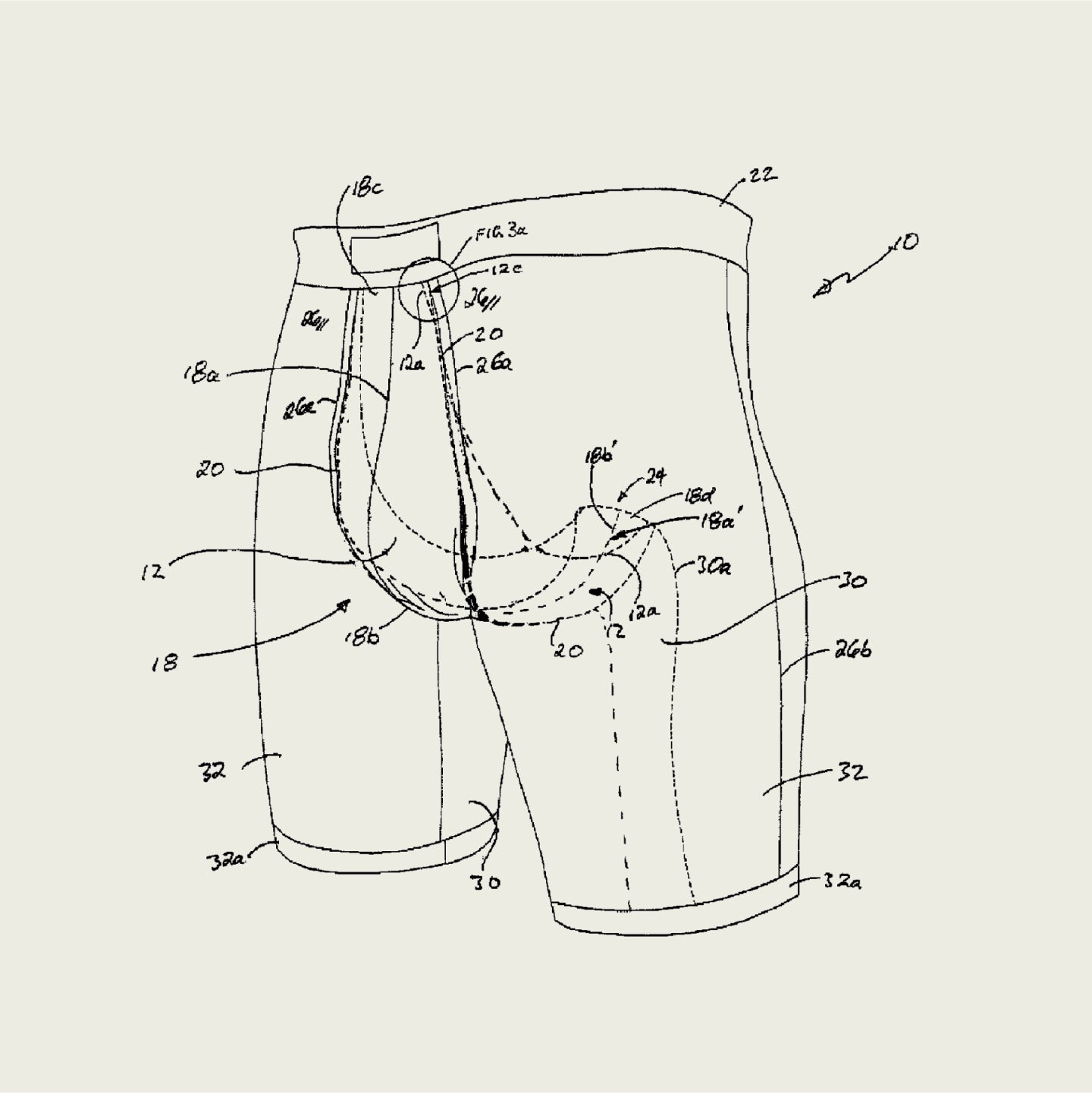 A product developer's sketch of a boxer brief