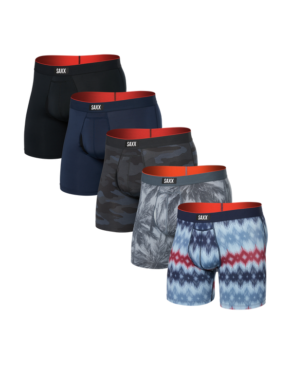 Front of Multi-Sport Mesh Boxer Brief (5 Pack)  in assorted prints