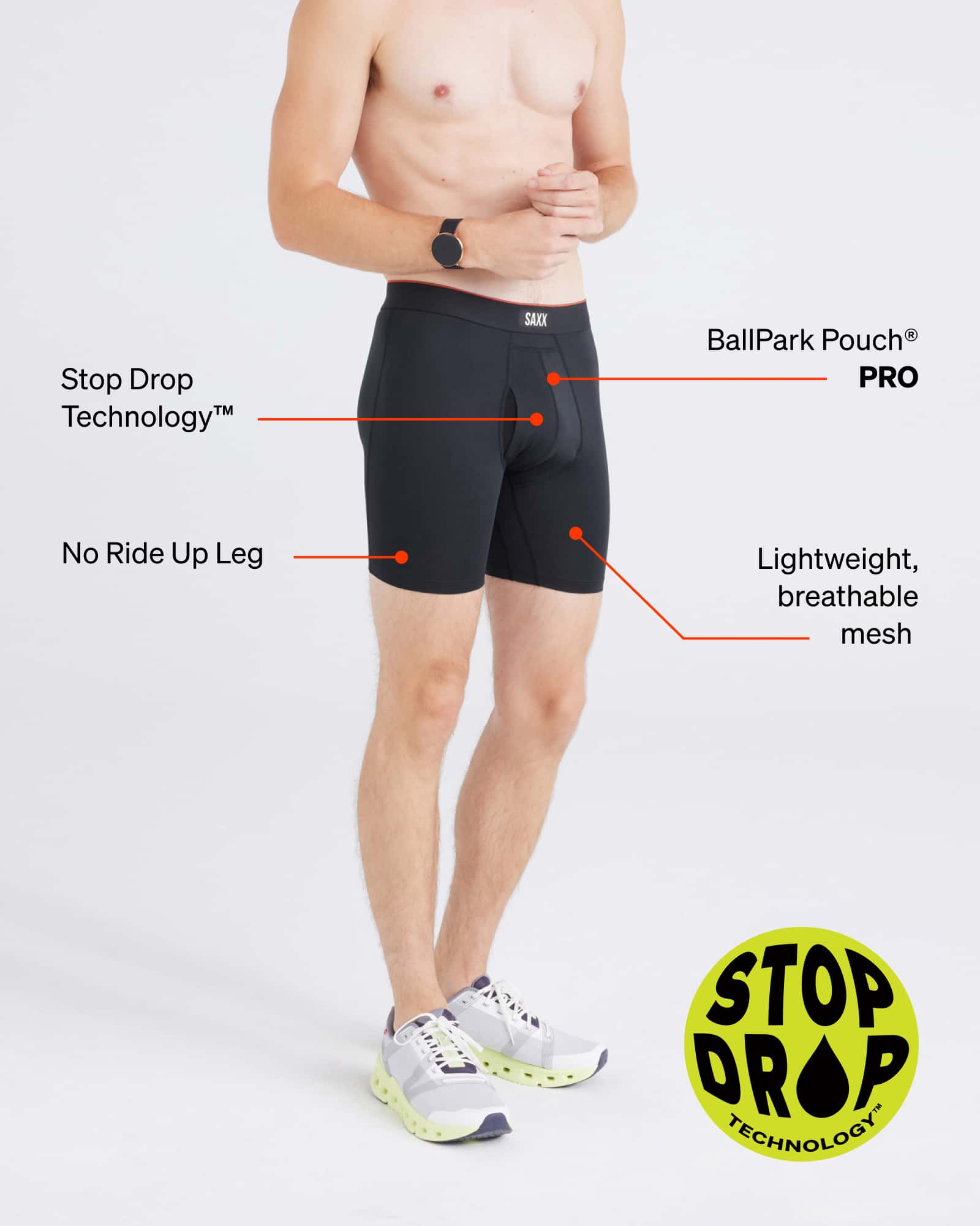 Multi-Sport Boxer Brief with Stop Drop technology graphic