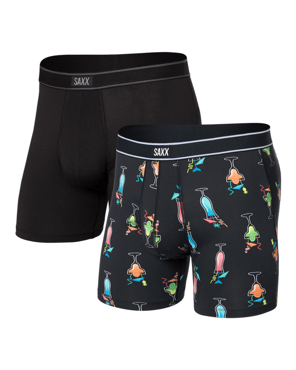 Front of Daytripper Boxer Brief Fly 2 Pack in Swizzles & Straws/Black