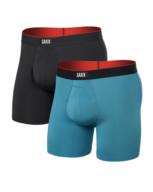 Front of Multi-Sport Mesh (2 Pack) Boxer Brief in Hydro Blue/Faded Black