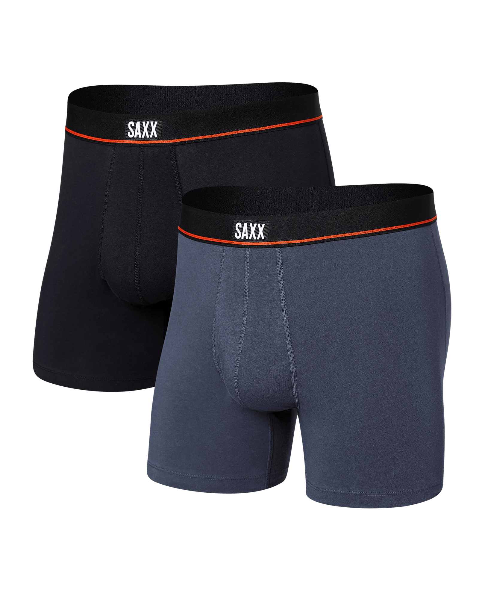 Front of Non-Stop Stretch Cotton (2 Pack) Boxer Brief in Deep Navy/Black