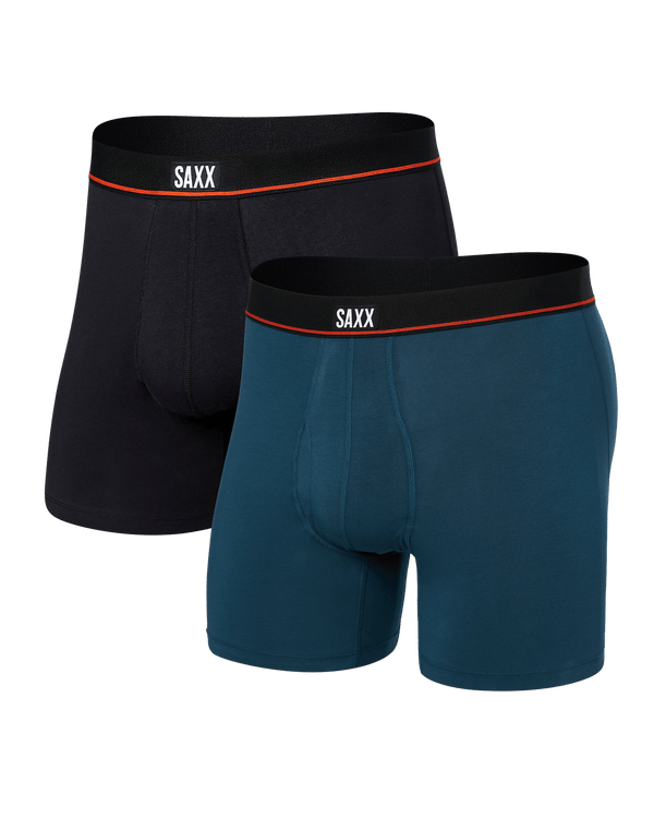 Front of Non-Stop Stretch Cotton (2 Pack) Boxer Brief in Hurricane/Black