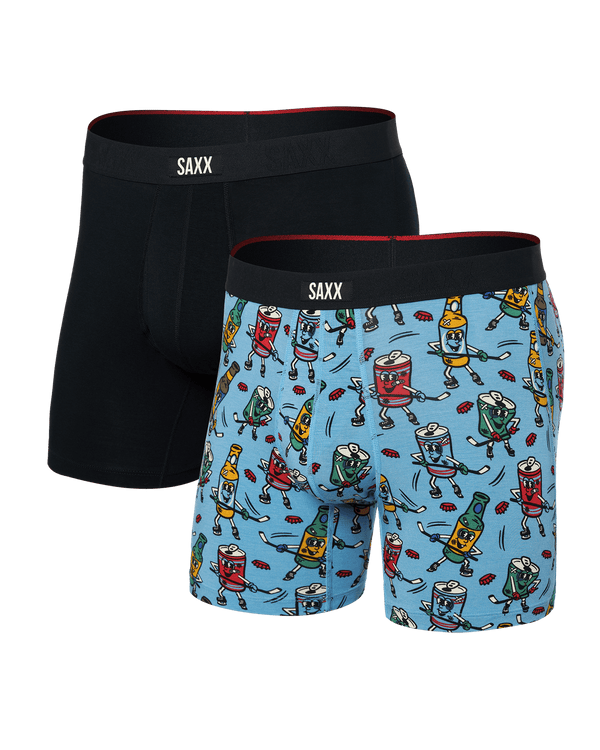 Front of Vibe Xtra (2 Pack) Boxer Brief in Beer Hockey/Black