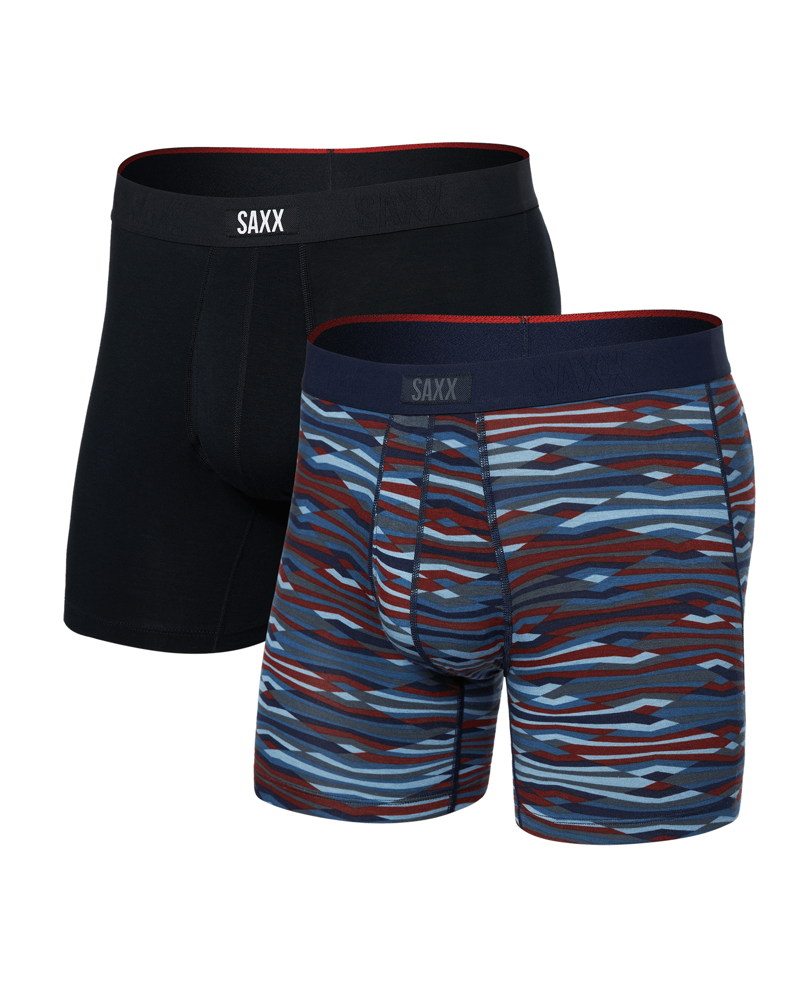 Front of Vibe Xtra (2 Pack) Boxer Brief in Rough Terrain/Black