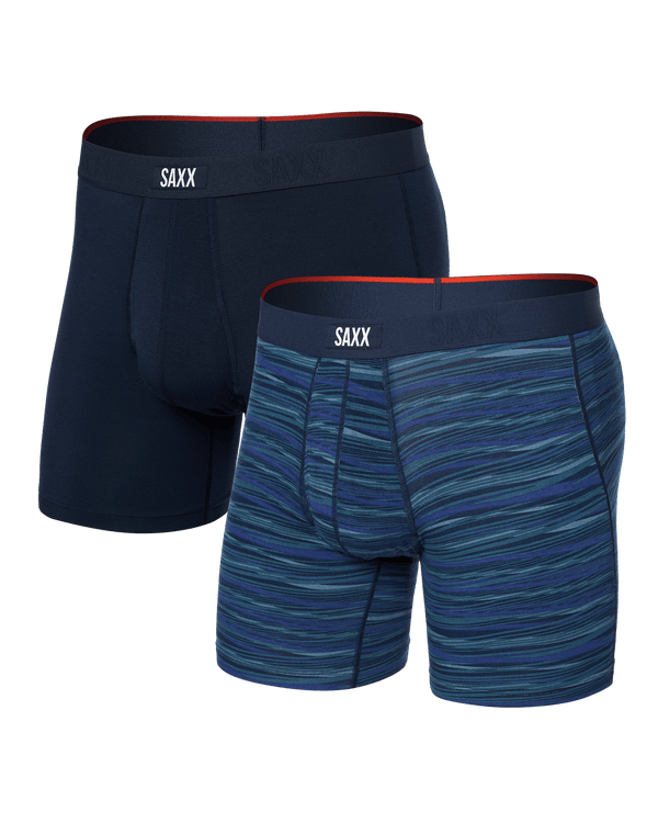 Front of Vibe Xtra Boxer Brief Fly 2 Pack in Surge Spacedye/Navy