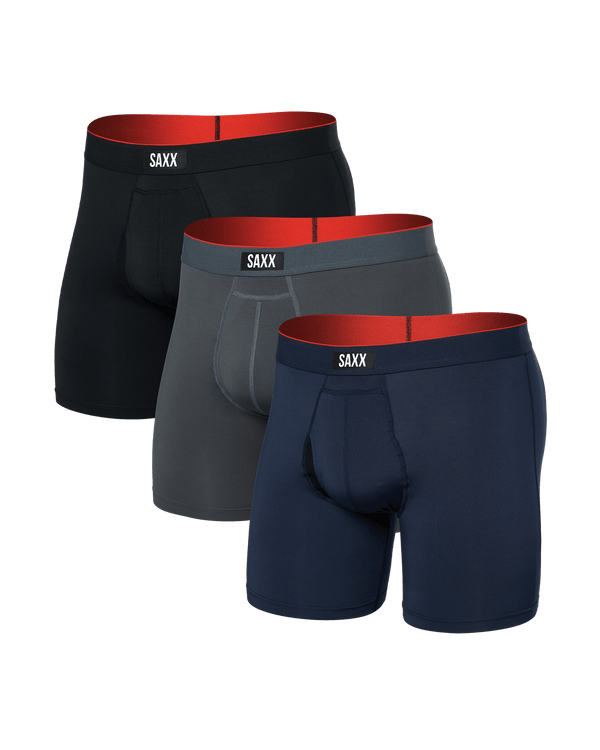 Front of Multi-Sport Mesh (3 Pack) Boxer Brief in Turbulence/Navy/Black