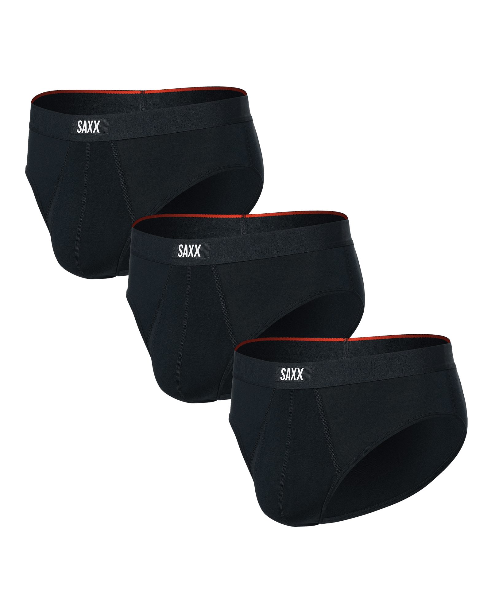 Front of Vibe Xtra Brief Fly 3 Pack in Black