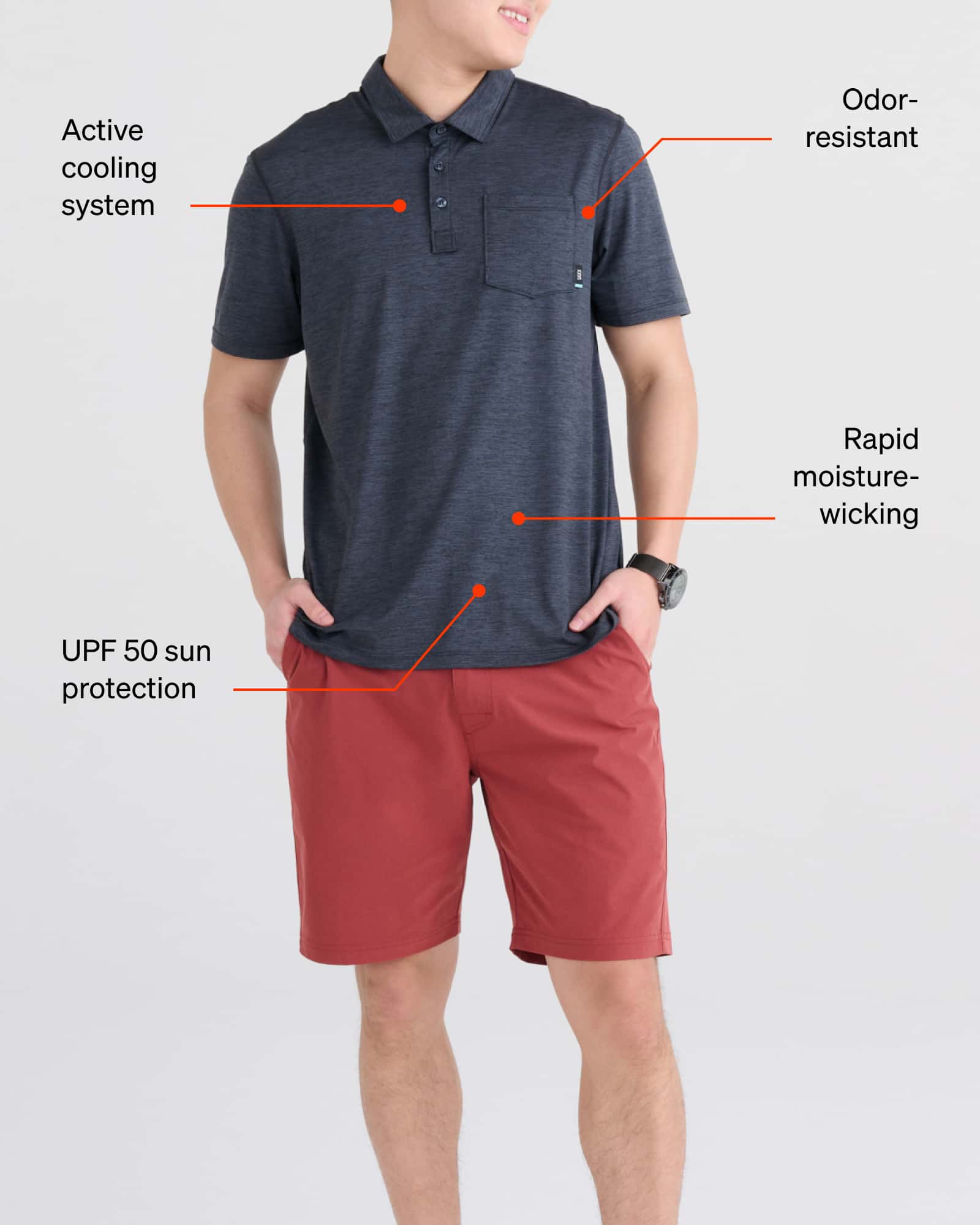 SAXX Underwear DropTemp All Day Cooling Polo technology graphic