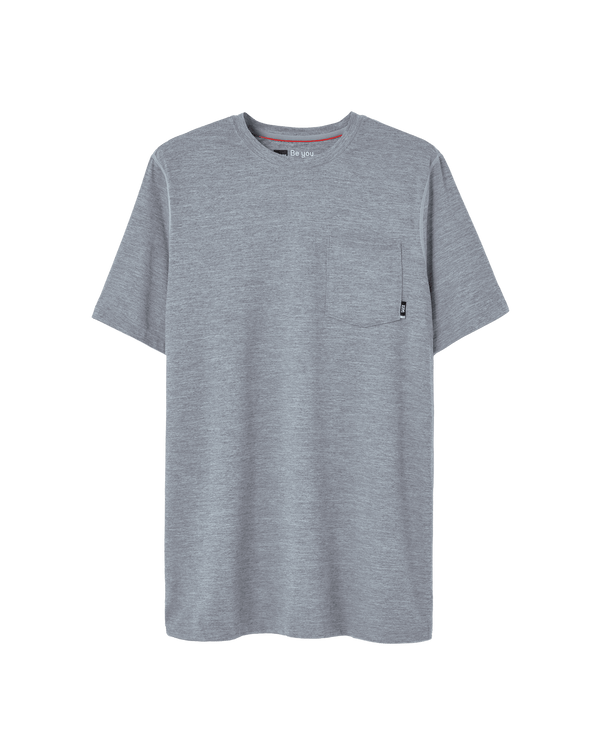 Front of Droptemp® All Day Cooling Short Sleeve Tee in Tradewinds Heather