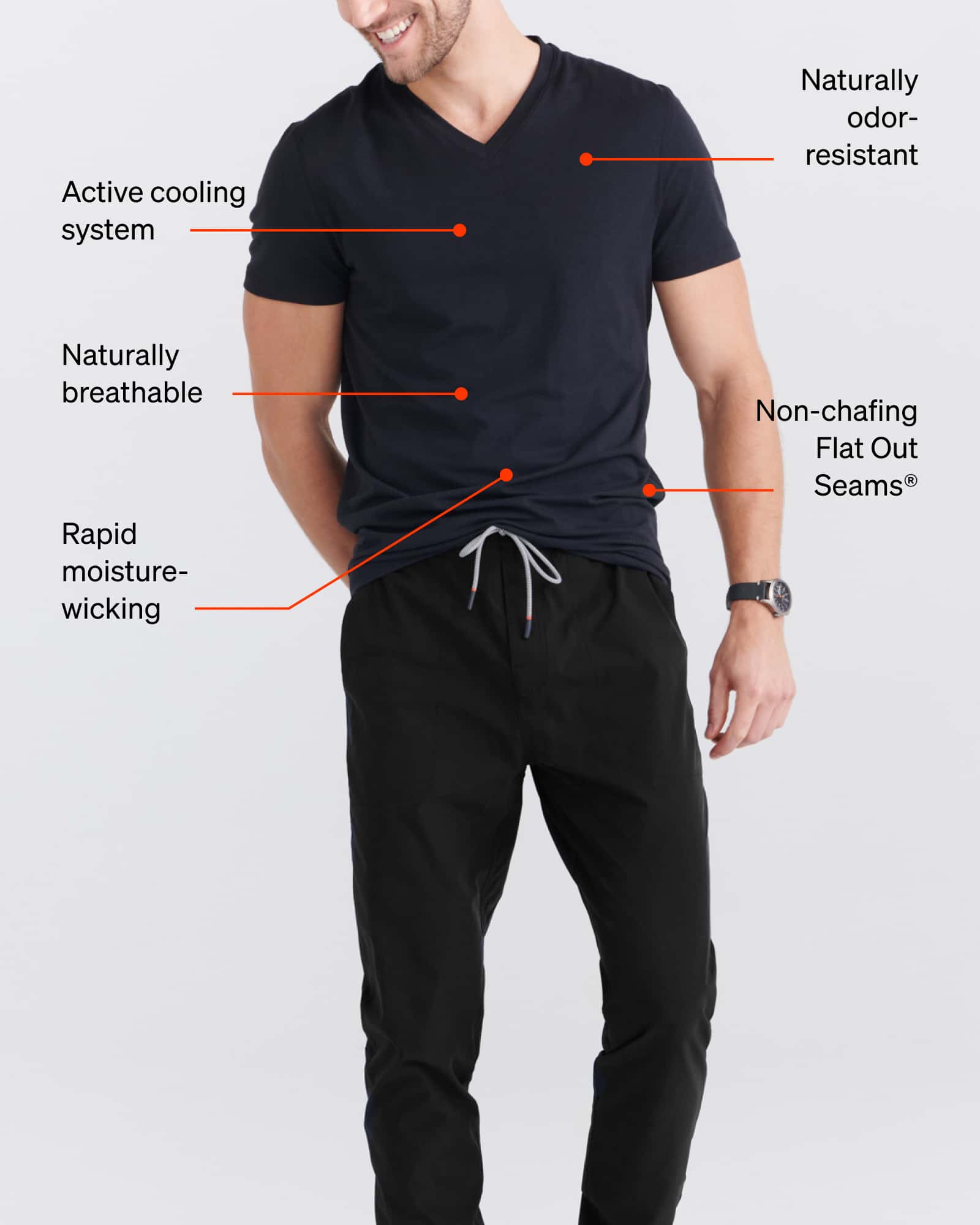 DropTemp Cooling Cotton V Neck Technology Graphic