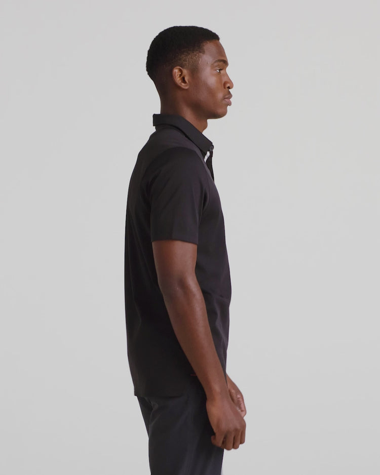 Video of model wearing DropTemp Dry Polo