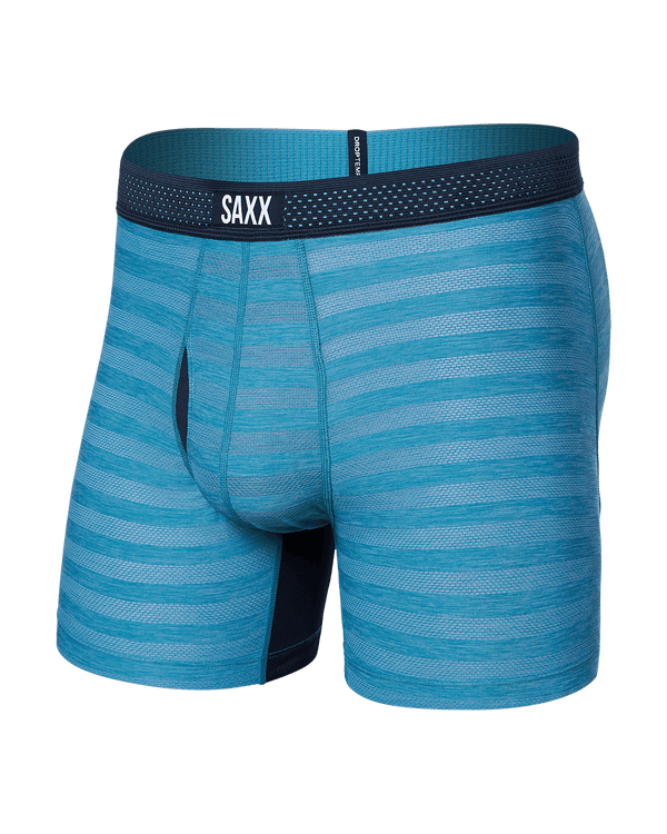 Front of DropTemp Cooling Mesh Boxer Brief in Blue Moon Heather