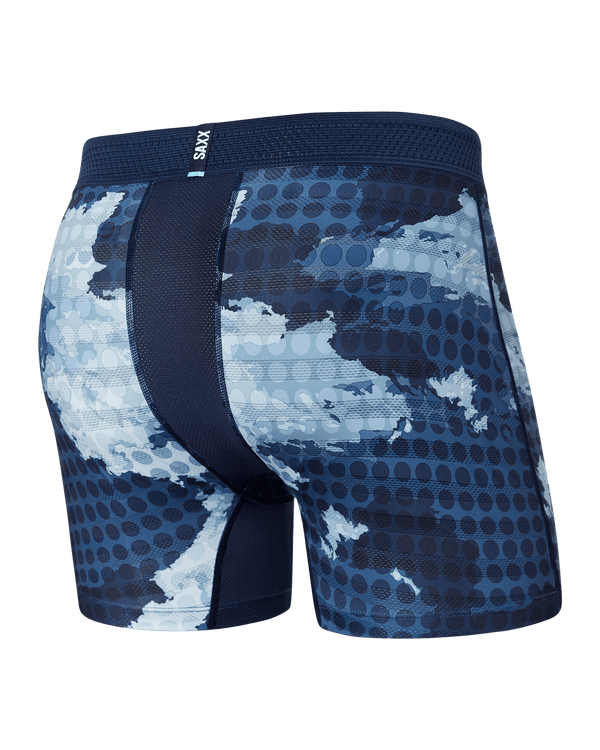 Back of Droptemp Cooling Mesh Boxer Brief Fly in Cloud Drop Camo- Navy