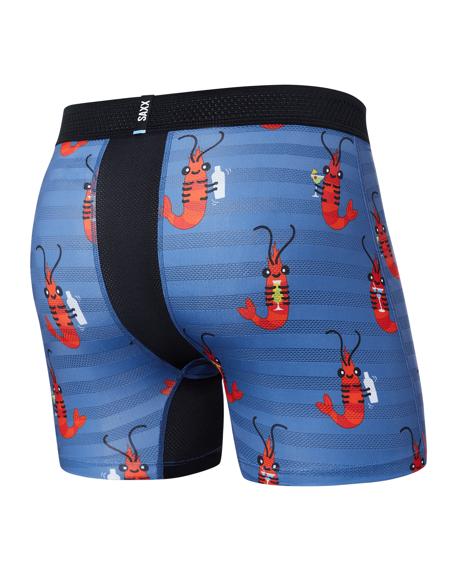 Back of Droptemp Cooling Mesh Boxer Brief Fly in Shrimp Cocktail- Navy