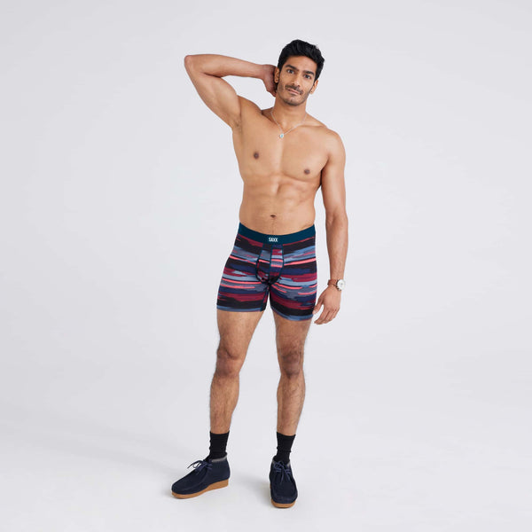 Front - Model wearing  Daytripper Boxer Brief in Abstract Stripe-Multi