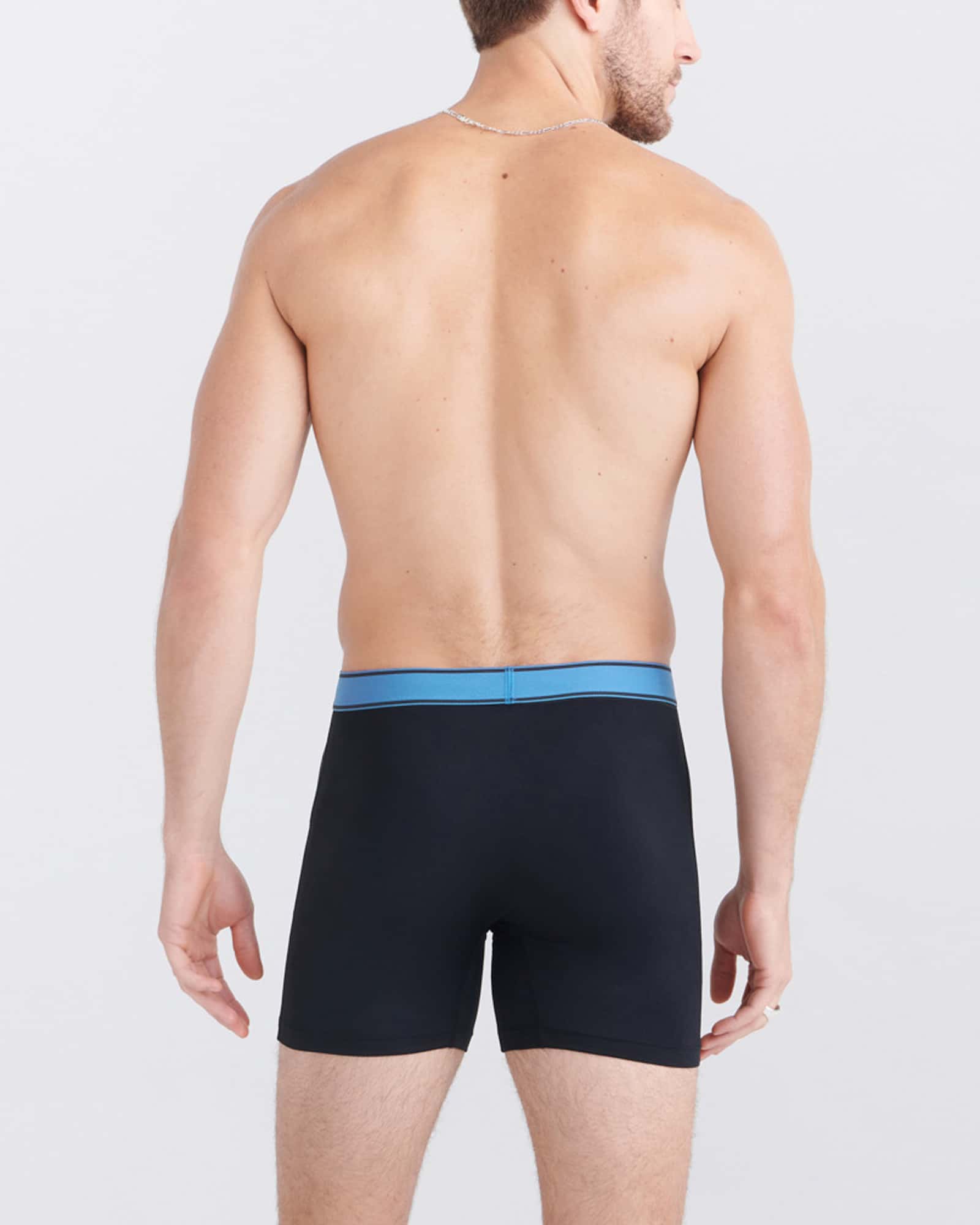 Back - Model wearing Daytripper Boxer Brief Fly 3Pk in Silver Lake/Cherry/Sport Blue Waistband