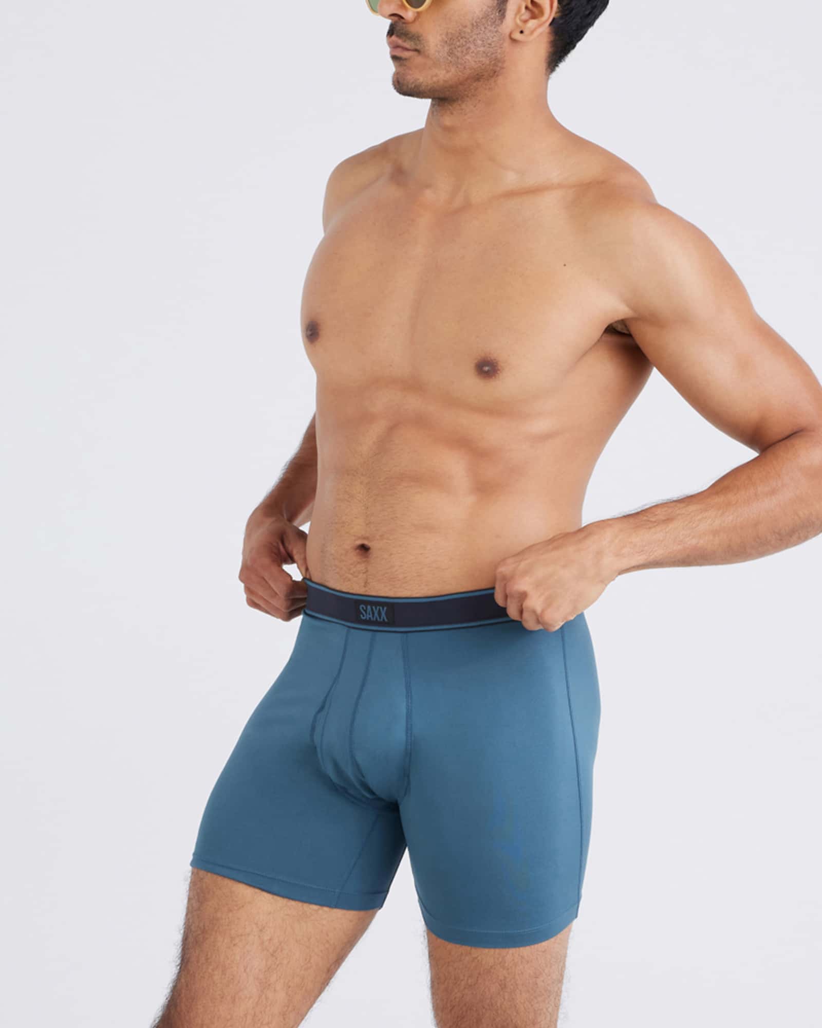 Front - Model wearing Daytripper Boxer Brief Fly 2Pk in Storm/Black