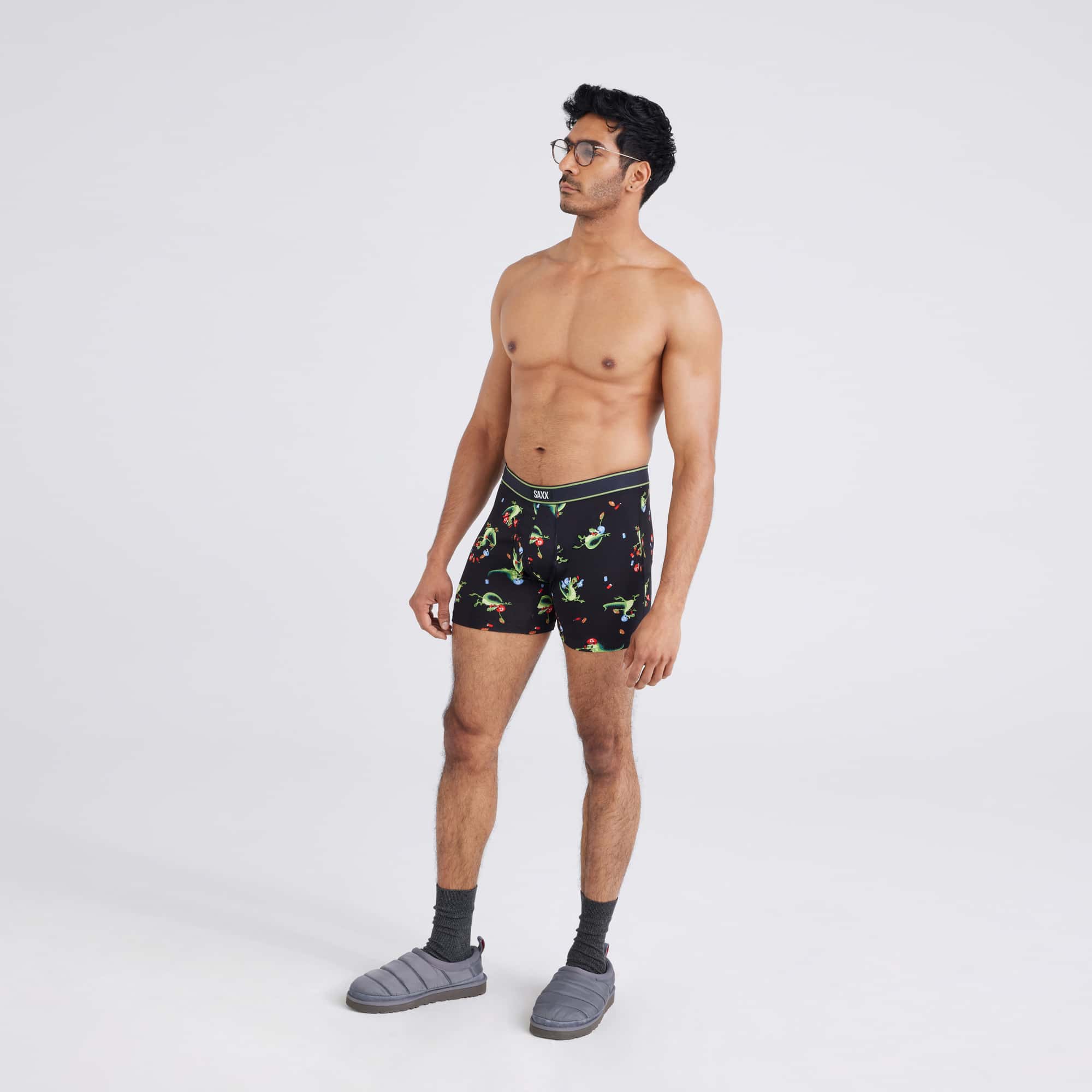 Front - Model wearing  Daytripper Boxer Brief in Tailgators-Black