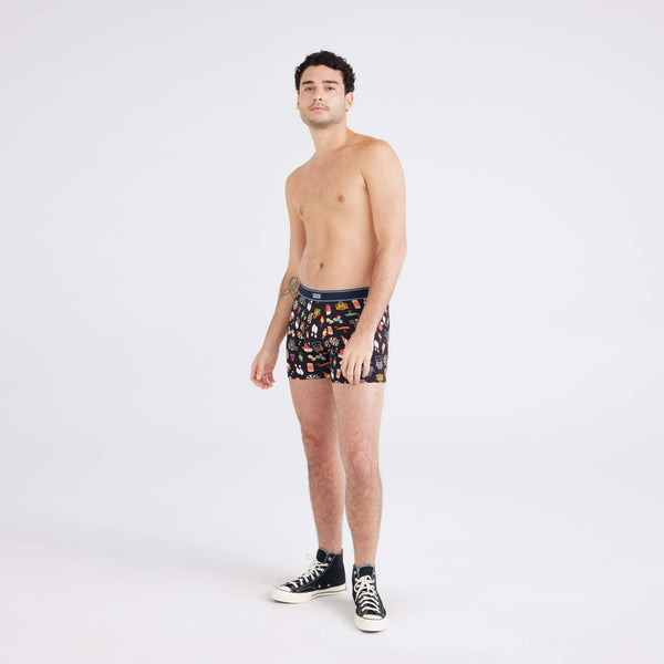 Front - Model wearing  Daytripper Boxer Brief in Types Of Stripes-Black