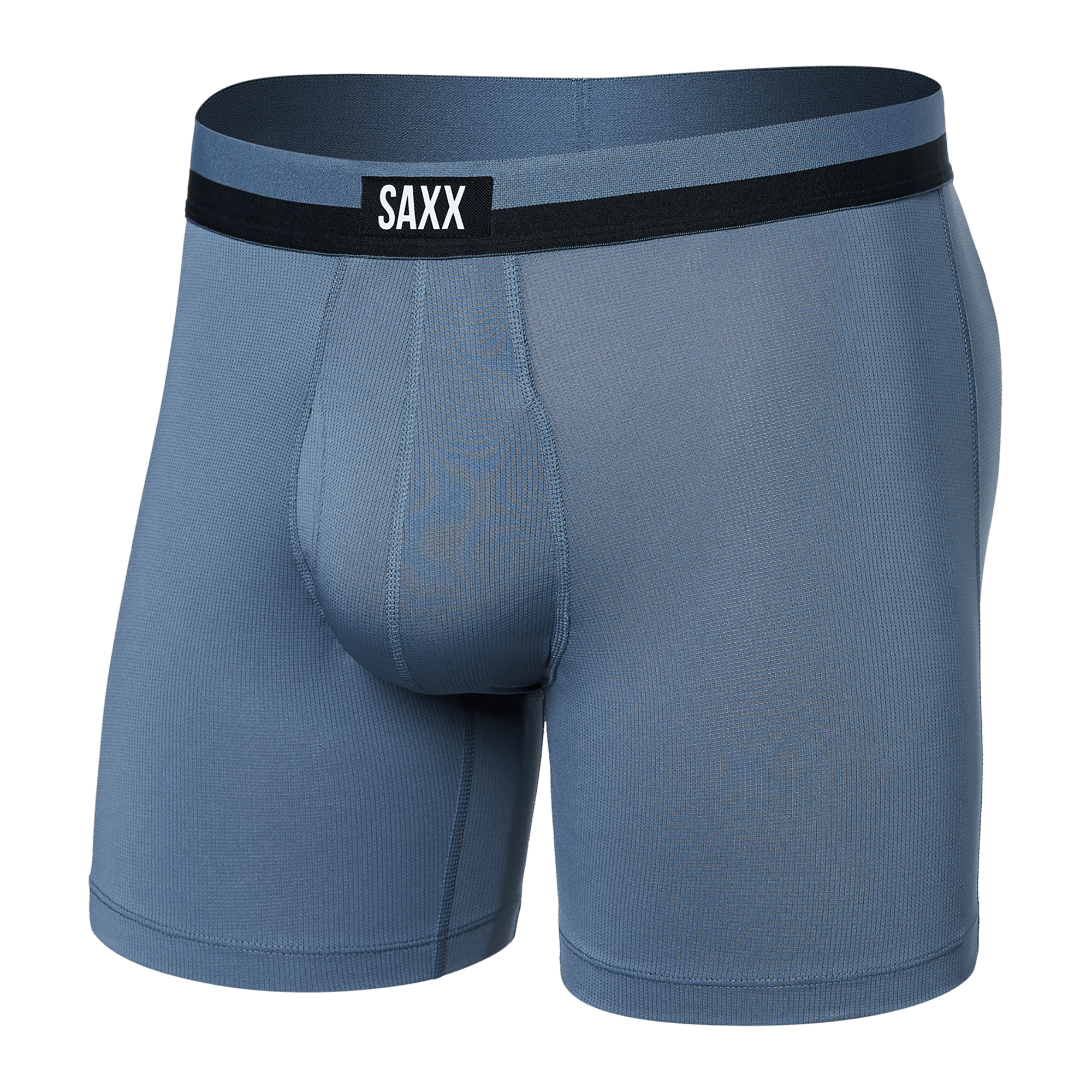 Front of Sport Mesh Boxer Brief in Stone Blue