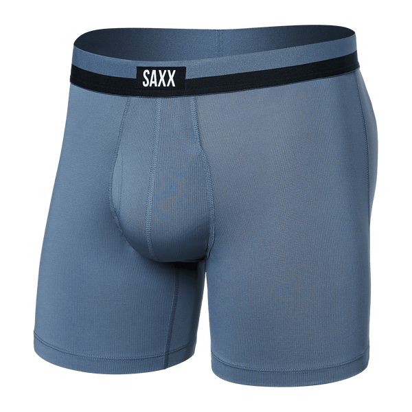 Front of Sport Mesh Boxer Brief in Stone Blue