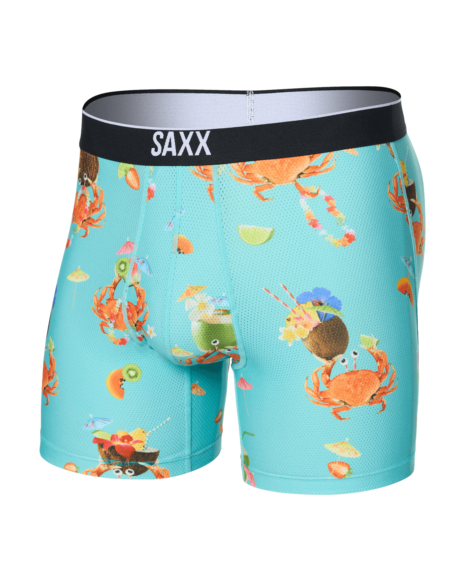 Front of Volt Breathable Mesh Boxer Brief in Crab Cocktail-Turquoise