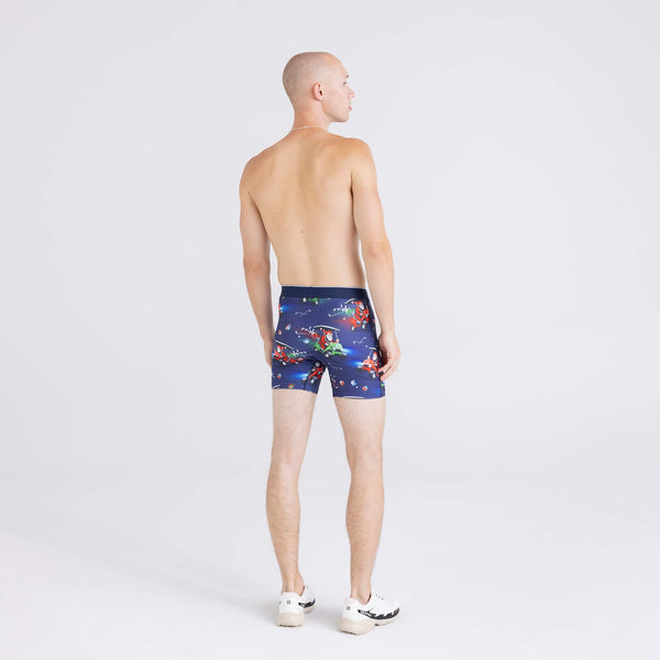 Back - Model wearing Volt Breathable Mesh Boxer Brief in Open Sleigh-Navy