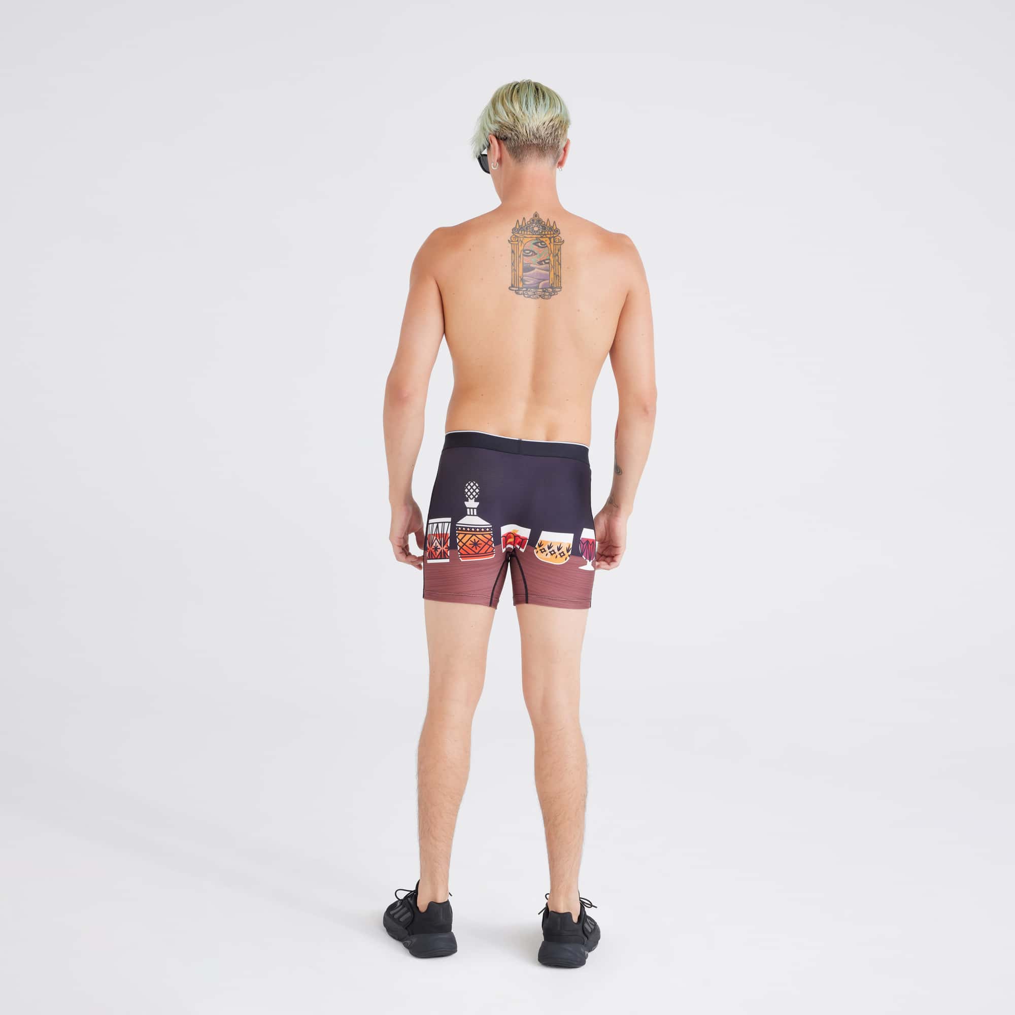 Back - Model wearing Volt Breathable Mesh Boxer Brief in Top Shelf-Black