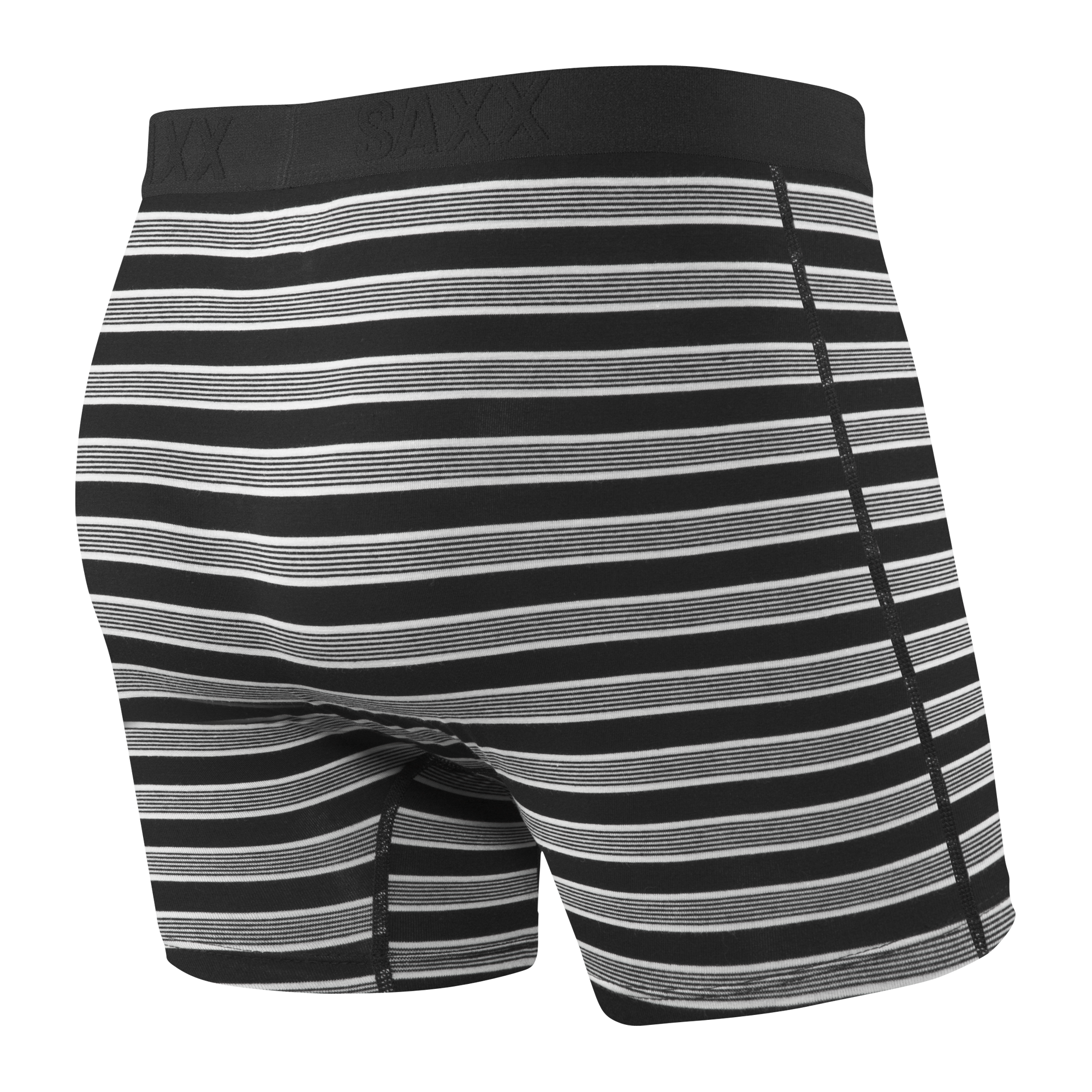 Back of Ultra Boxer Brief Fly in Black Crew Stripe