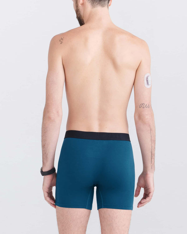 Back - Model wearing Ultra Super Soft Boxer Brief Fly in Deep Ocean