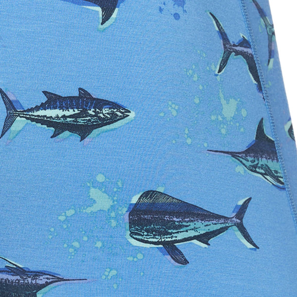 Swatch of Ultra Super Soft Boxer Brief in Fish On-Sail Blue