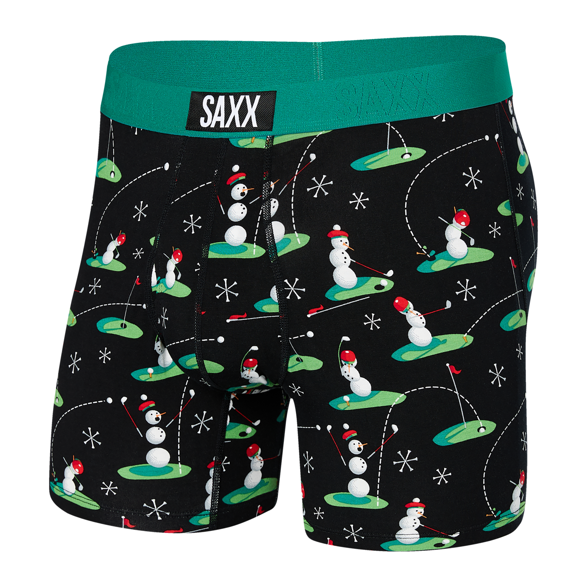 Front of Ultra Super Soft Boxer Brief Fly in 18 Ho Ho Holes- Black