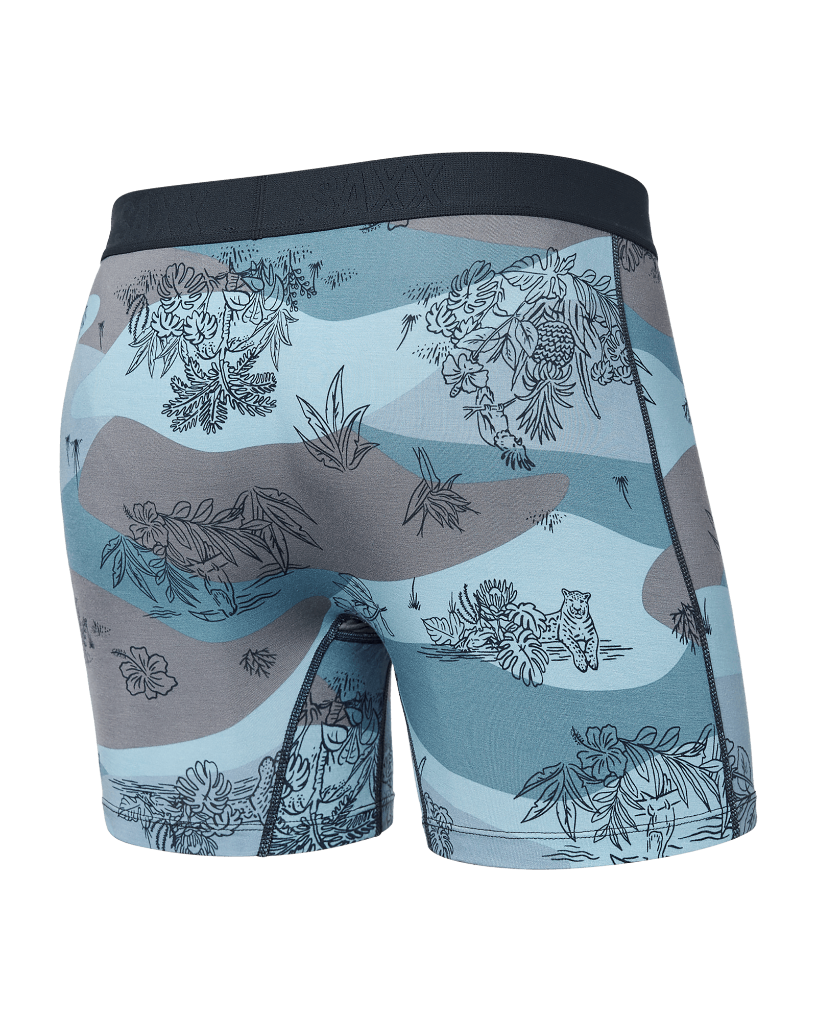 Back of Ultra Boxer Brief in Jungle Toile- Dusty Blue