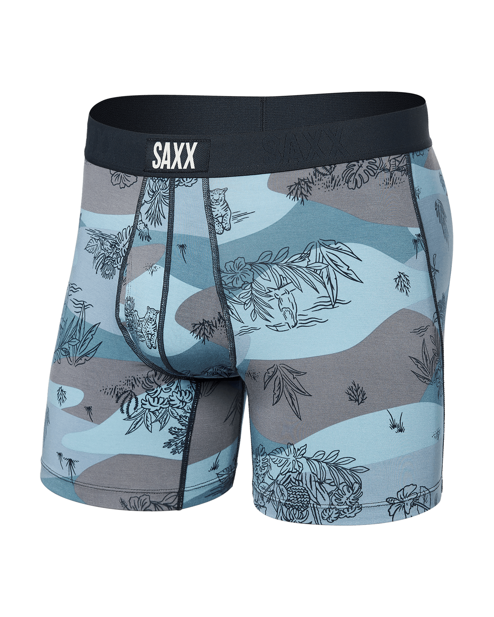 Front of Ultra Boxer Brief in Jungle Toile- Dusty Blue