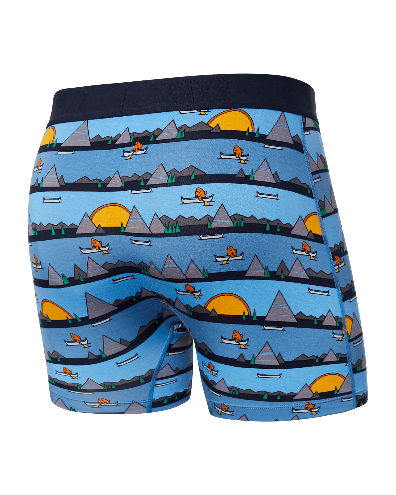 Back of Ultra Super Soft Boxer Brief Fly in Lazy River- Blue