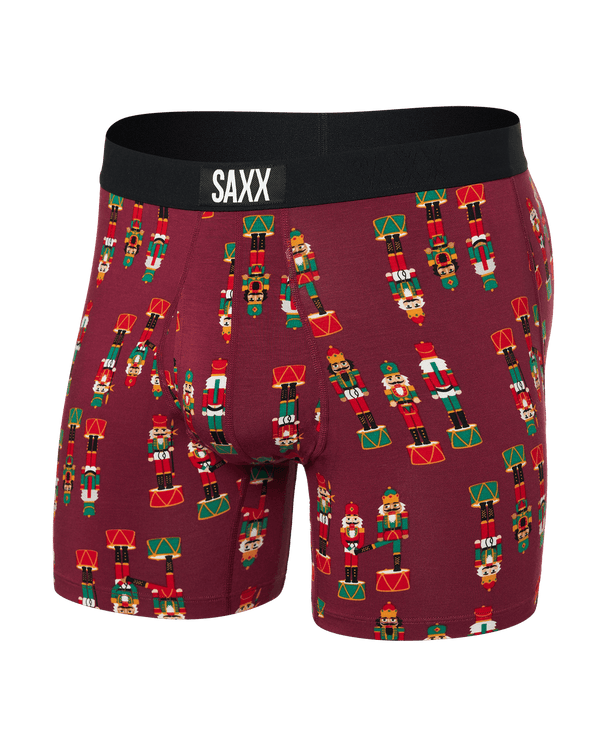 Front of Ultra Super Soft Boxer Brief in Nutcracker-Merlot