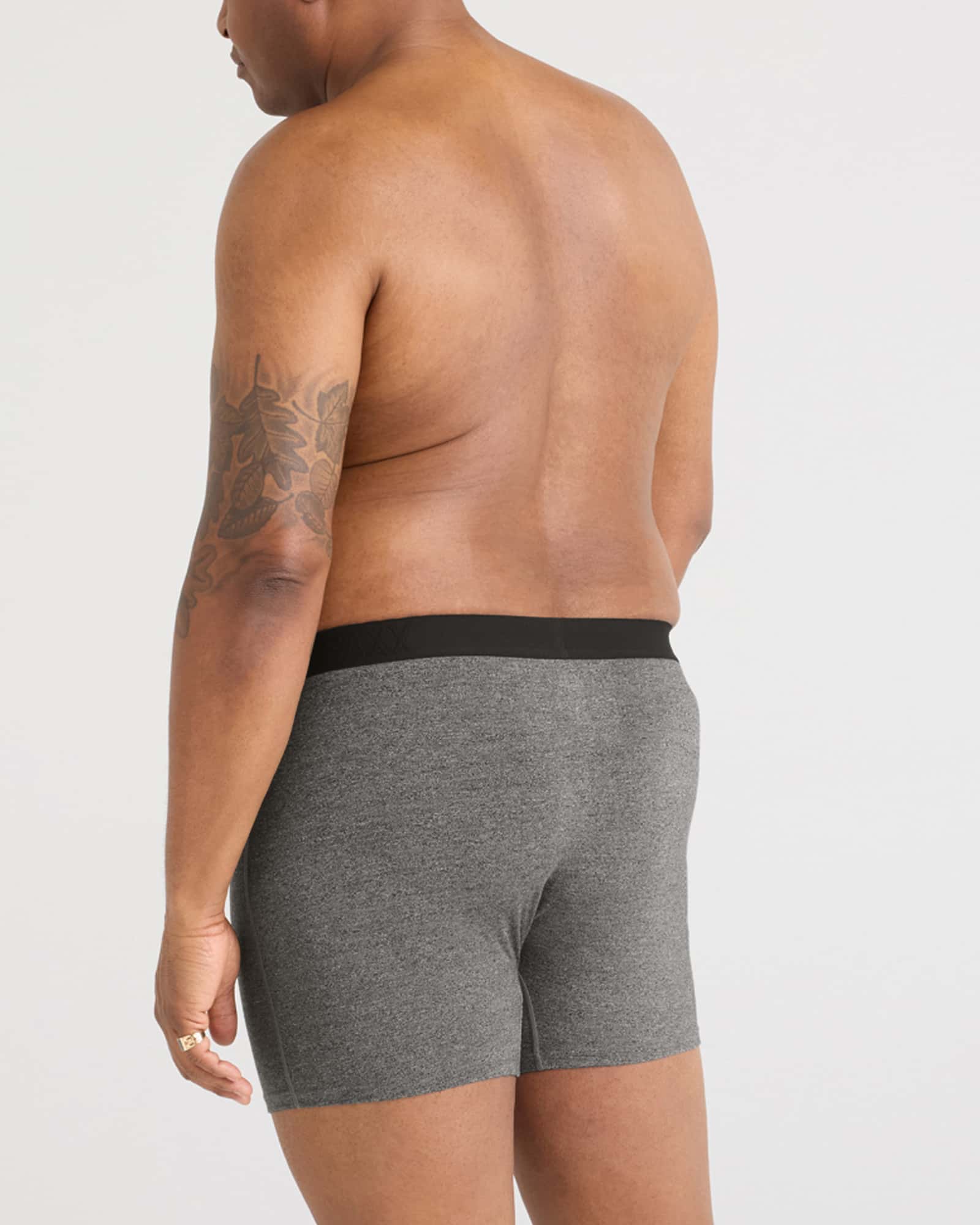 Back - Model wearing Ultra Super Soft Boxer Brief Fly 3Pk in Classic Ultra 18