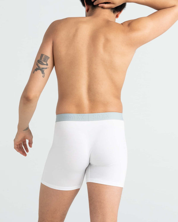 Back - Model wearing Ultra Super Soft Boxer Brief Fly in White