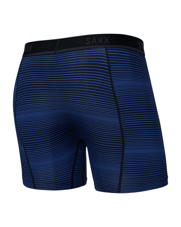 Back of Kinetic Light-Compression Mesh Boxer Brief in Variegated Stripe- Blue