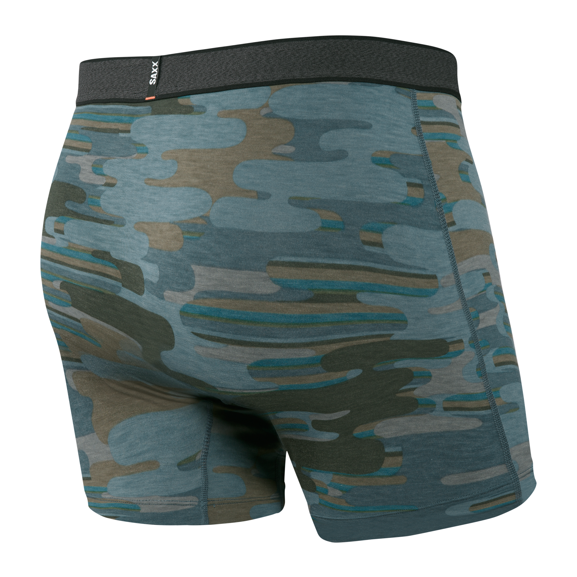 Back of Viewfinder Baselayer Boxer Brief Fly in Blue Up in Smoke Camo