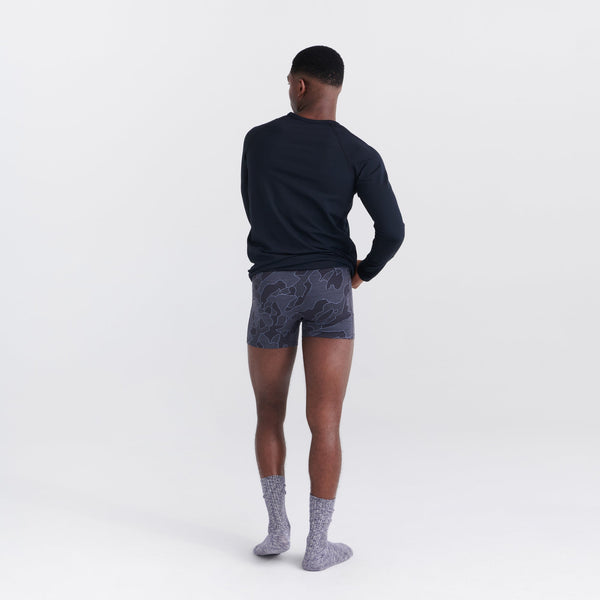 Back - Model wearing Roast Master Mid-Weight Boxer Brief Fly in Pomo Camo- Twilight