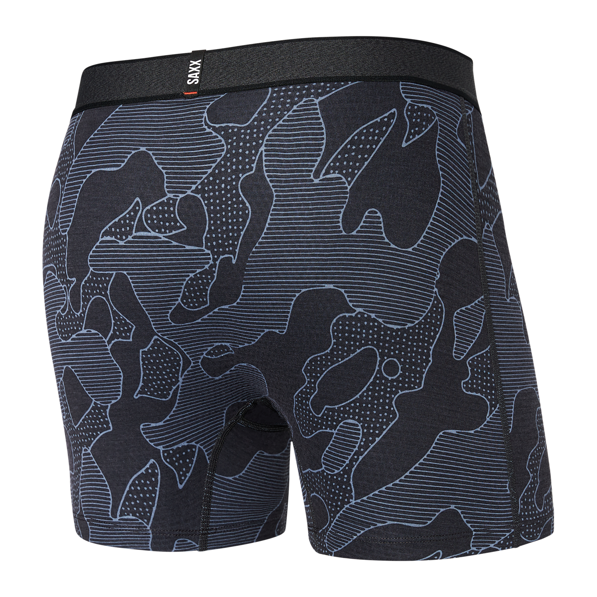 Back of Roast Master Mid-Weight Boxer Brief Fly in Pomo Camo- Twilight