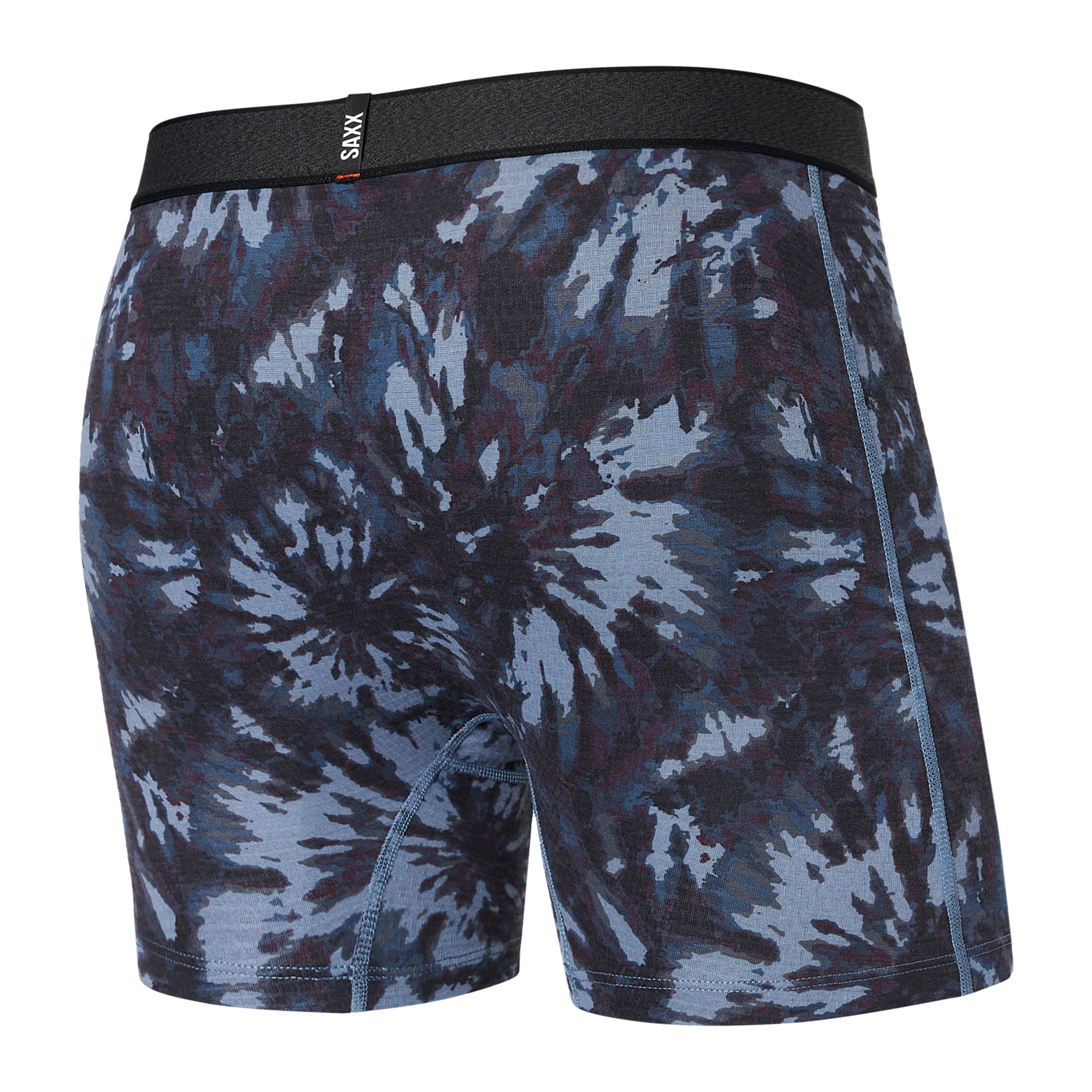 Back of Roast Master Mid-Weight Boxer Brief Fly in Snowburst Tie-Dye- Grey