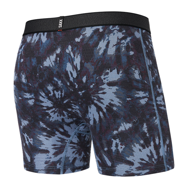 Back of Roast Master Mid-Weight Boxer Brief Fly in Snowburst Tie-Dye- Grey