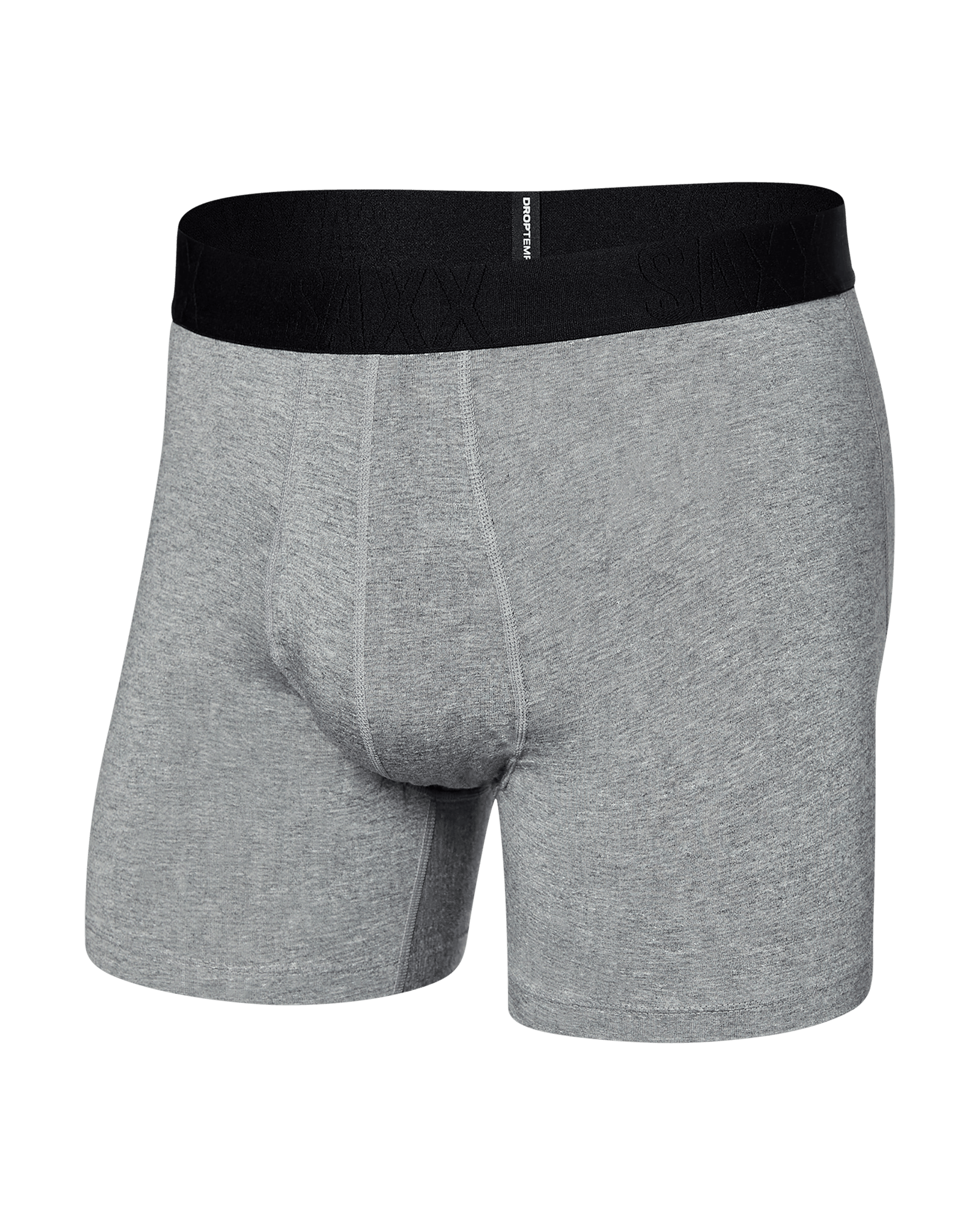 Front of DropTemp Cooling Cotton Boxer Brief in Dark Grey Heather
