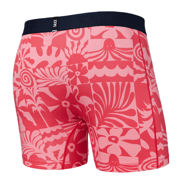 Back of DropTemp Cooling Cotton Boxer Brief in East Coast- Hibiscus