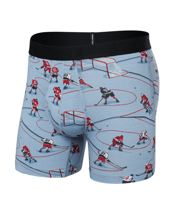 Front of Droptemp® Cooling Cotton Boxer Brief in Hockey Heroes-Dusty Blue