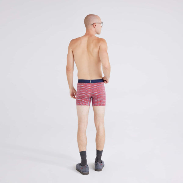 Back - Model wearing Droptemp® Cooling Cotton Boxer Brief in Vintage Geo-Red